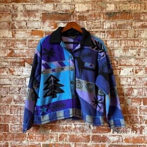 Vintage Patterned Fleece Jacket